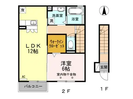 アヴェニール(1LDK/2階)の間取り写真