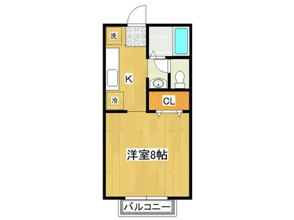 サンライフ春日E・F(1K/1階)の間取り写真