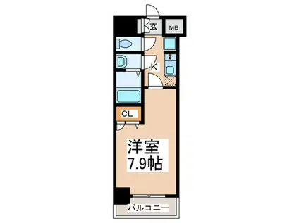 パークハイツさくら日根野駅前(1K/3階)の間取り写真