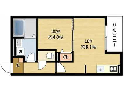 PRIME CUBE(1LDK/3階)の間取り写真