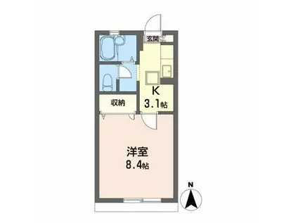 ディアス桜ヶ丘(1K/1階)の間取り写真