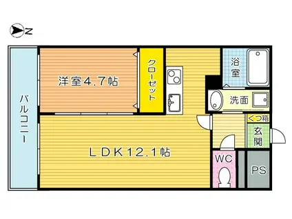 FERIO KIYOMIZU(1LDK/4階)の間取り写真