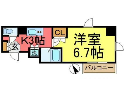 アルテシモPASSO(1K/9階)の間取り写真