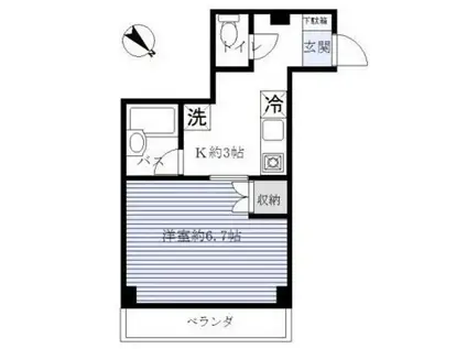 ベルフォレスト(1K/2階)の間取り写真
