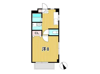 サンハイムB(1K/1階)の間取り写真