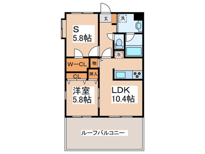 ウエストヒルズ(1SLDK/2階)の間取り写真