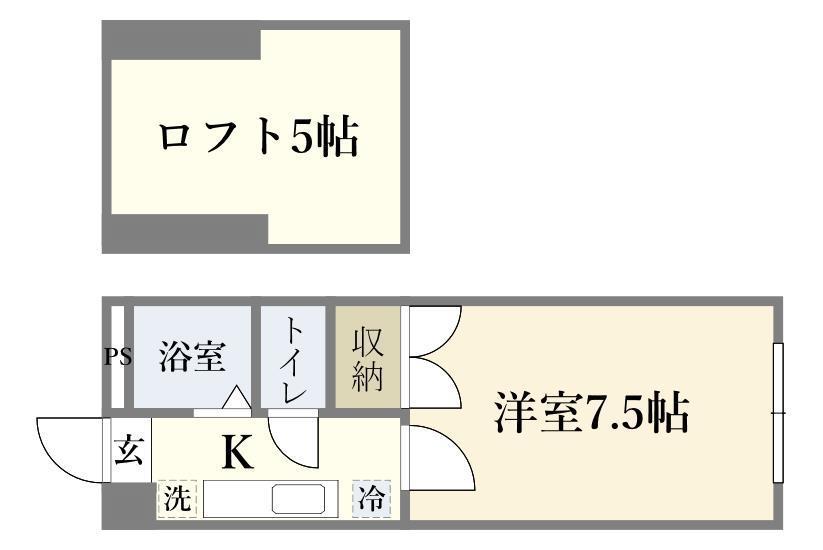 ＪＲ仙石線 福田町駅 徒歩13分 2階建 築37年(1K/1階)の間取り写真