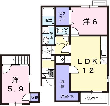 フローレス(2LDK/2階)の間取り写真