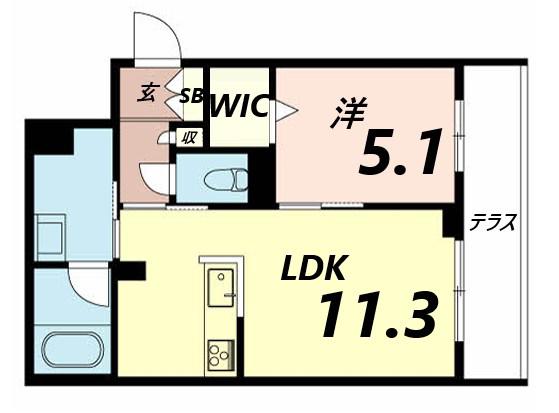 シャーメゾン姫路W(1LDK/1階)の間取り写真