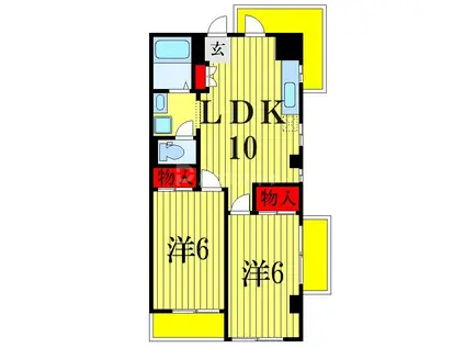 キャッスル市川(2LDK/3階)の間取り写真