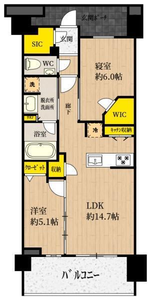 プラウド練馬中村橋マークス(2LDK/4階)の間取り写真