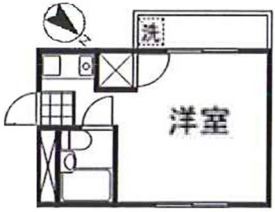 サンライズ三宅 B棟(ワンルーム/1階)の間取り写真