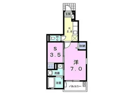 エアリー・ヴィオラ(1SK/1階)の間取り写真