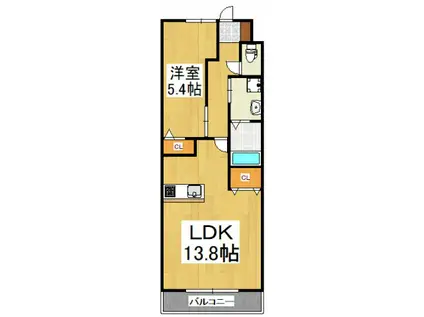 アドヴァンスI(1LDK/2階)の間取り写真