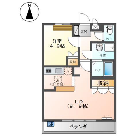 アシューレ(1LDK/1階)の間取り写真
