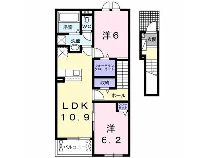 ニューライズ苅田 I(2LDK/2階)の間取り写真
