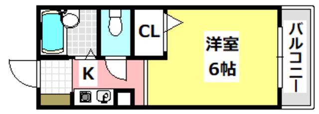 ブロッサムコート(ワンルーム/2階)の間取り写真