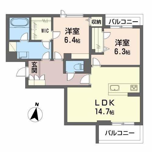 コンフォーザ(2LDK/2階)の間取り写真