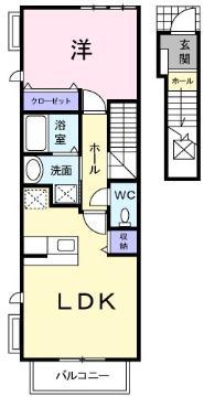 ピアッツァプレッソB(1LDK/2階)の間取り写真