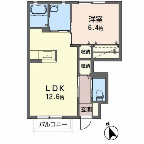 グリーンベルジェ(1LDK/1階)の間取り写真
