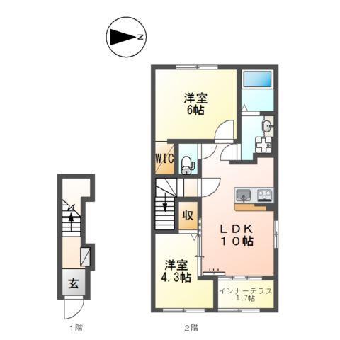 SERENATA SASAYAMA(2LDK/2階)の間取り写真