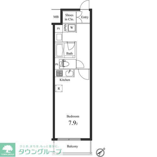 プライマル小石川(ワンルーム/1階)の間取り写真