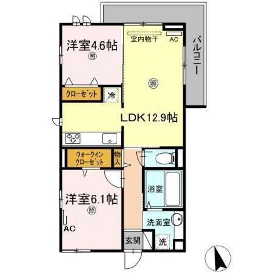 リーベル(2LDK/3階)の間取り写真
