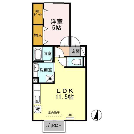 シャトレ夢咲(1LDK/1階)の間取り写真