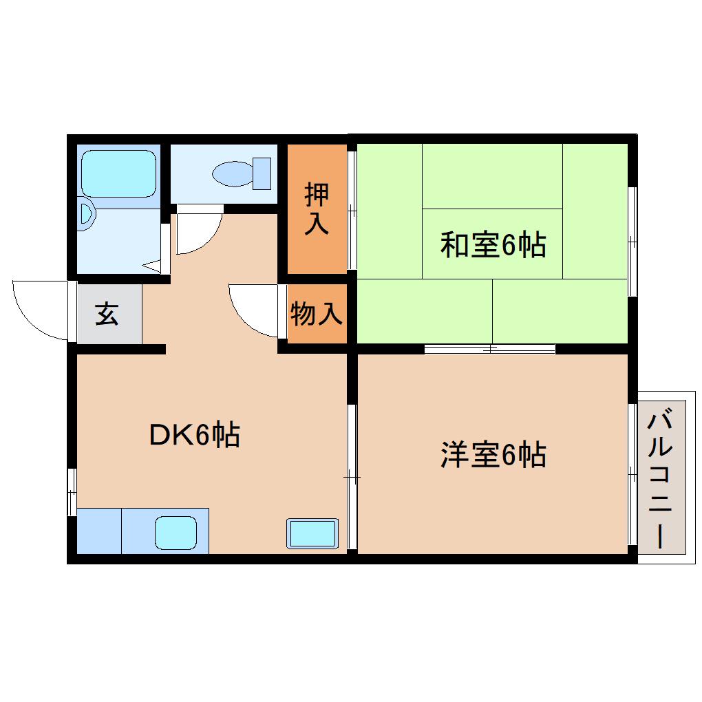 永井ハイツ(2DK/2階)の間取り写真