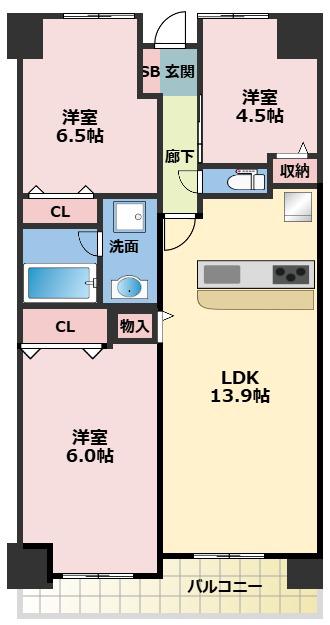 フロンティアタワー難波イースト(3LDK/7階)の間取り写真