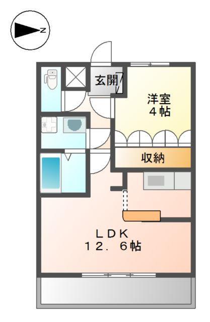 アップヒルズ(1LDK/1階)の間取り写真