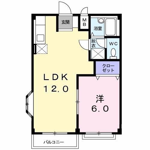 ホワイトハウス21(1LDK/2階)の間取り写真