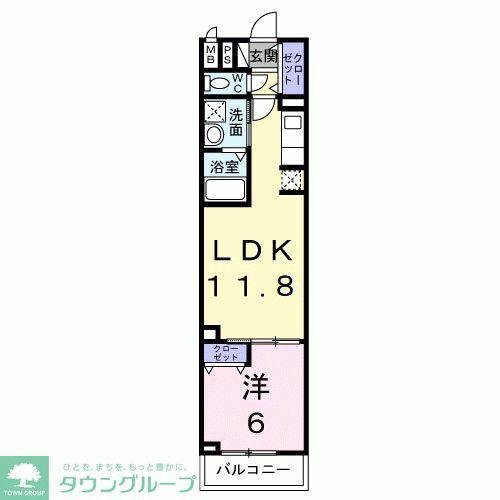 グランデ蒲生茜町(1LDK/3階)の間取り写真