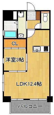 門司ポロニア(1LDK/3階)の間取り写真