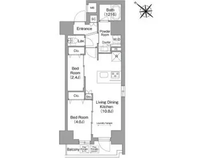 コンフォリア・リヴ茅場町(2LDK/7階)の間取り写真