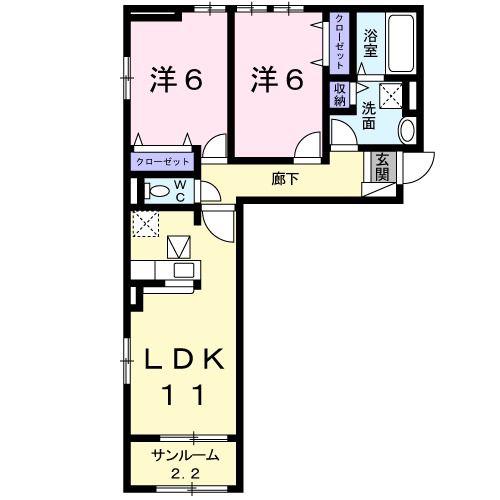 ソフィア(2LDK/1階)の間取り写真