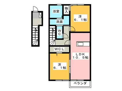 ＪＲ東海道本線 磐田駅 徒歩66分 2階建 築15年(2LDK/2階)の間取り写真