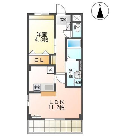 グレーシア水前寺(1LDK/2階)の間取り写真