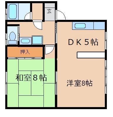 高台ハイム(2DK/1階)の間取り写真