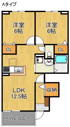 グランペール(2LDK/1階)の間取り写真
