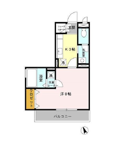 クレール嶋A(1K/2階)の間取り写真
