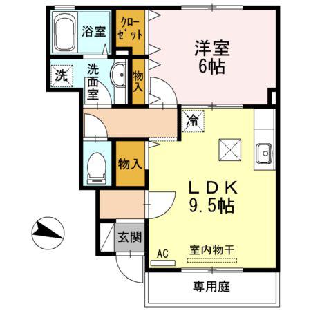 ルーラルタウンA棟(1LDK/1階)の間取り写真