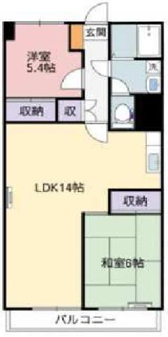 徳島セントポリア(2LDK/2階)の間取り写真
