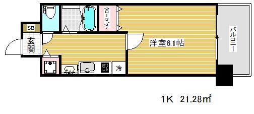 プレミアムコート神戸三宮(1K/7階)の間取り写真