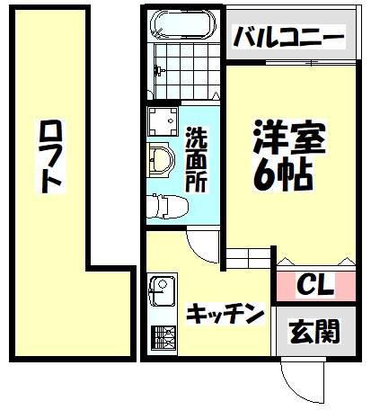 セインツ2号館(1K/1階)の間取り写真
