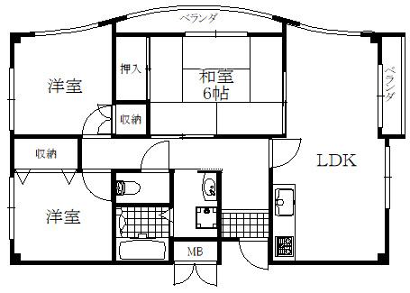 ファイブ西岡本(3LDK/2階)の間取り写真