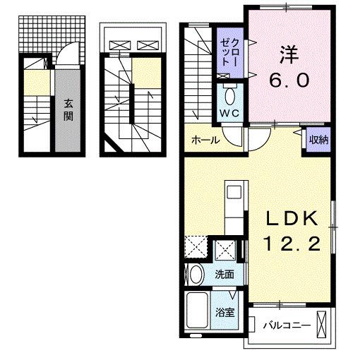 A&KハイツII(1LDK/3階)の間取り写真