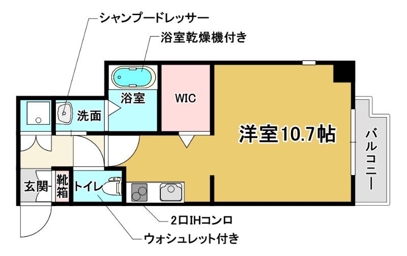 ONLYONEキセラ(ワンルーム/8階)の間取り写真