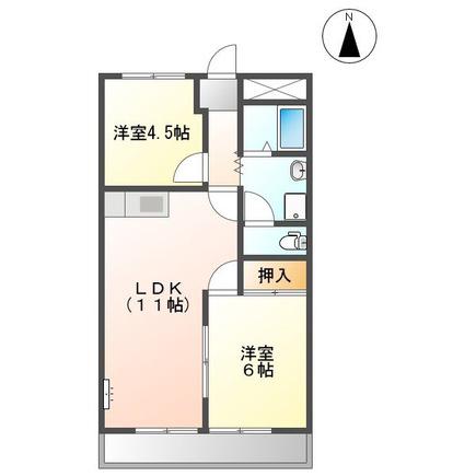 ツインハイムエクセル(2LDK/2階)の間取り写真