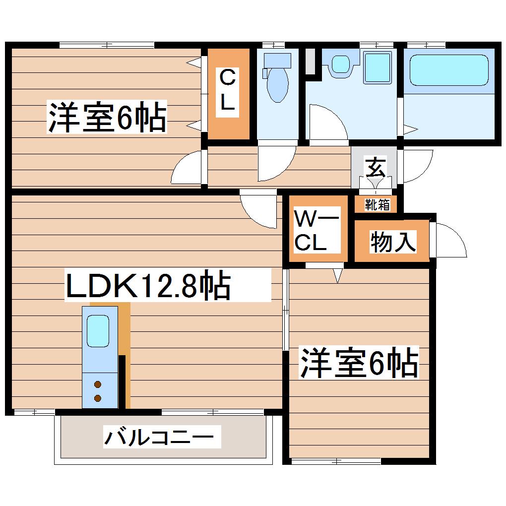 フィールド ビレッジ I(2LDK/2階)の間取り写真